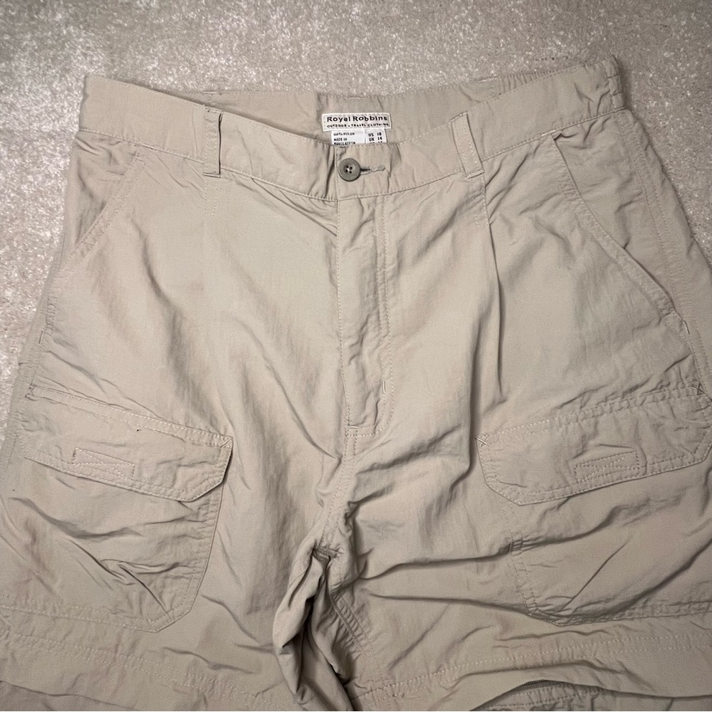Royal Robbins Beige Zip Off Legs 100% Nylon Cargo Pants Shorts Women's 10 - Picture 2 of 15